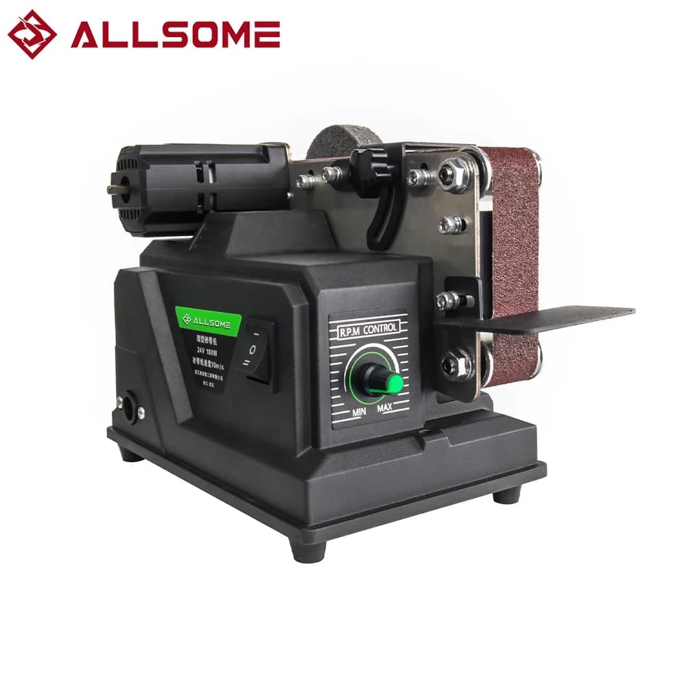 Allsome 180W Electric Sander,Mini Belt Sander with 10pcs 533*30mm Sanding Belts Compatible with Makita 18V battery and AC 220V