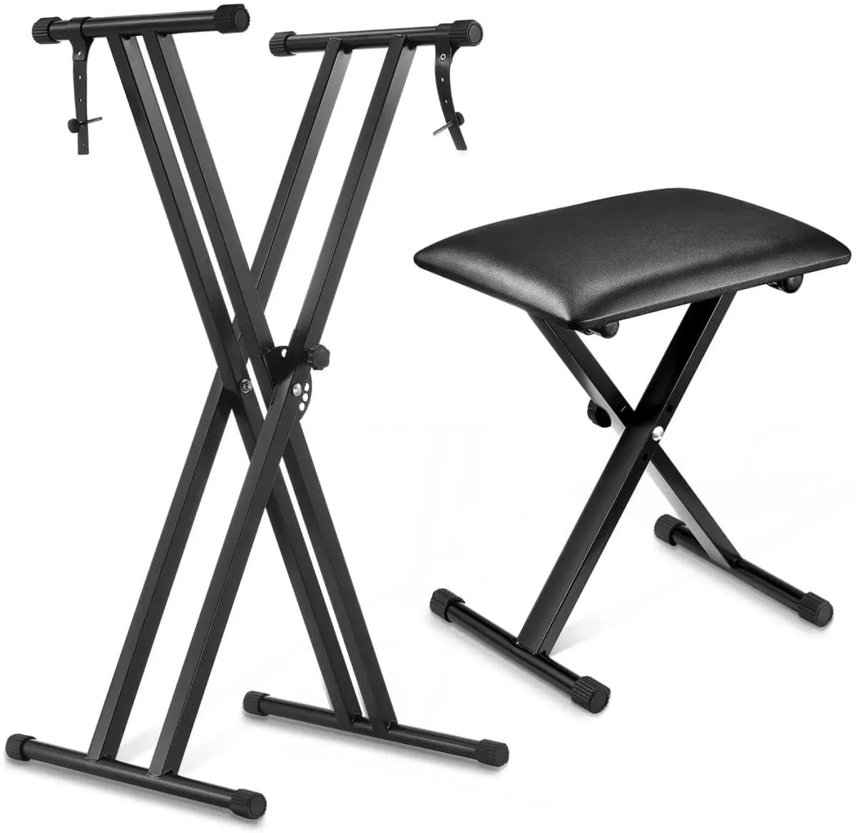 Electronic Piano Keyboard X-Type Universal Stand Double-Braced Folding Stool Seat Chair Bench with Locking Straps Adjustable
