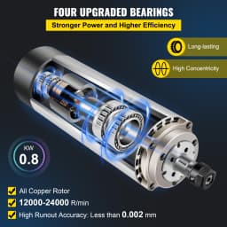 SucceBuy Air Cooled Spindle Motor 0.8KW/1.5KW/2.2KW/3KW/ 4KW ER11/ER20/ER25 Collect for CNC Router Engraving Milling Machine Use