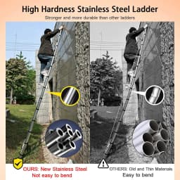 3.2M Telescopic Ladder 10.5FT Multi-Purpose Stainless Steel Telescoping Ladder Extendable Portable Sturdy Loft Ladder with EN131