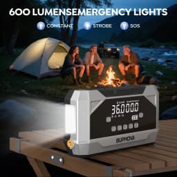 A 8000mah Jump Starter Power Bank Featuring a 150 PSI Air Compressor, Capable of Boosting 1500 A for 12V Car Batteries, Suitable for ALL Gasoline Or 10L Diesel Engines. This 2-In-1 Portable Jump Box Includes an LCD Display And LED Lights