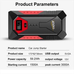 GKFLY 2000A 3000A 4000A Car Jump Starter Big Power Bank Car Battery Booster 12V Car Starting Device for Petrol 6.0L Diesel 5.0L