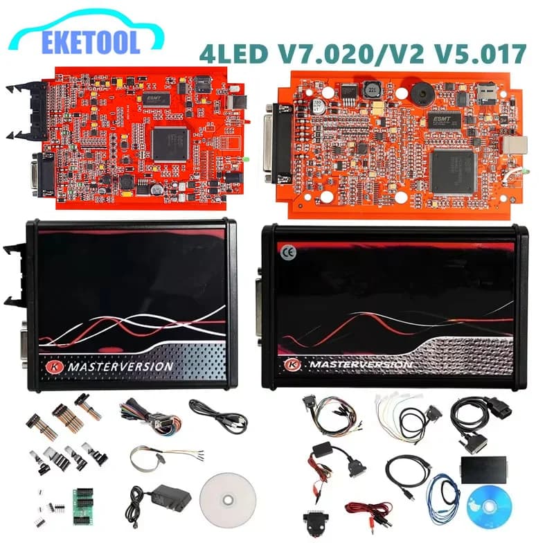 KESS Online Red V2.80 V5.017 V2 KTAG 4LED V7.020 V2.25 No Token OBD2 Manager V7.020 OBD2 V2 ECU Programmer Scanner