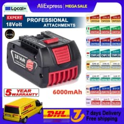 18v Rechargeable Batteries For BOSCH 18V Performance 6.0Ah LITHIUM-ION GDS250-Li GSR180-Li GKS185-Li GWS180-Li GSB185-Li Battery