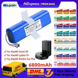 Rechargeable Battery 14.4V 6800mAh For XiaoMi Lydsto R1,Viomi S9,Proscenic M7 Pro,Lenovo LR1 Replacement Li ion Battery Pack