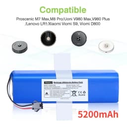 Rechargeable Battery 14.4V 6800mAh For XiaoMi Lydsto R1,Viomi S9,Proscenic M7 Pro,Lenovo LR1 Replacement Li ion Battery Pack