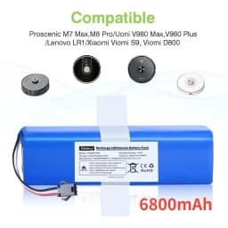 Rechargeable Battery 14.4V 6800mAh For XiaoMi Lydsto R1,Viomi S9,Proscenic M7 Pro,Lenovo LR1 Replacement Li ion Battery Pack