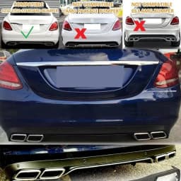 For Mercedes Benz C Class W205 C300 Base Sedan NON AMG Rear Diffuser+Exhaust Tips 2015-2018 Classic Model Rear Bumper