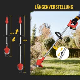 Conentool 21V Metal Blade Strimmer, Telescopic Cordless Strimmer, 2x2000mAh Battery Trimmer Electric Lawn Mower Grass Strimmer