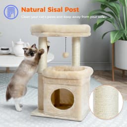Cat Tree Tower for Indoor Cats with Private Cozy Cat Condo Double Large Perch with Scratching Posts for Kitten