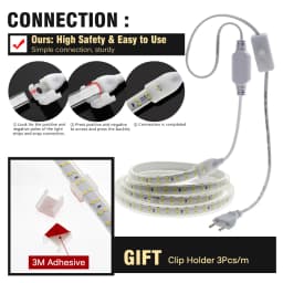 220V LED Strip 2835 High Safety High Brightness 180LEDs/m3000K 4000K 6000K Flexible LED Light Outdoor Waterproof LED Strip Light