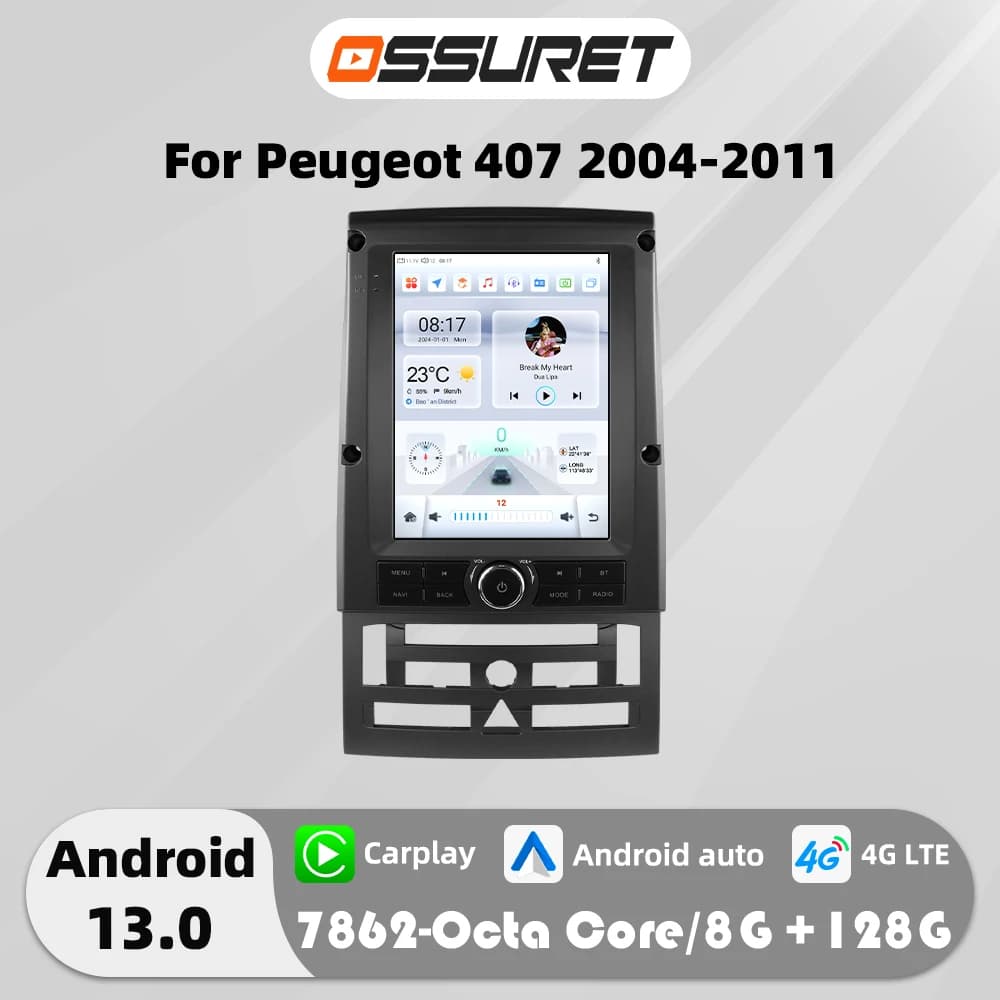 9.7"7862 Android 13 Auto Car radio for Peugeot 407 cc SW 407CC 2004-2011 Autoradio Multimedia player GPS Stereo 360 Cam Carplay