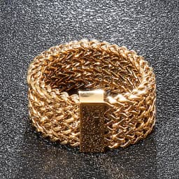 Fongten Men Ring Stainless Steel Mesh Chain Charm Rings For Men Hip Hop Finger Multiple Color Jewelry
