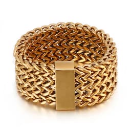 Fongten Men Ring Stainless Steel Mesh Chain Charm Rings For Men Hip Hop Finger Multiple Color Jewelry