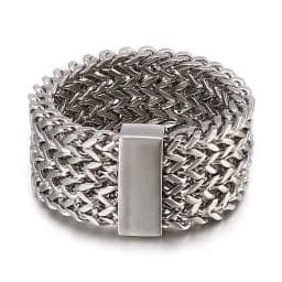 Fongten Men Ring Stainless Steel Mesh Chain Charm Rings For Men Hip Hop Finger Multiple Color Jewelry