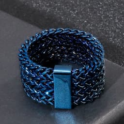 Fongten Men Ring Stainless Steel Mesh Chain Charm Rings For Men Hip Hop Finger Multiple Color Jewelry