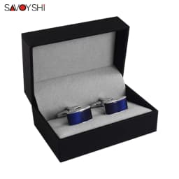 Luxury Blue Opal Stone Cufflinks for Mens Shirt Cuff High Quality Square Cuff Links Wedding Grooms Gift Free Personalized Name