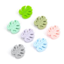 LOFCA 30pcs Monstera Deliciosa leaves Silicone Beads BPA Free Keychain Silicone Beads DIY Keychain Bead Jewelry Accessories