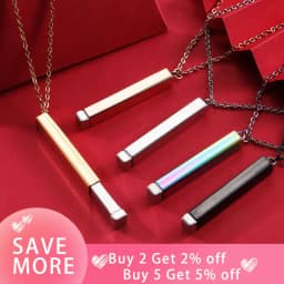 Fnixtar 5Pcs Hidden Pendant Necklace Mirror Polish Stainless Steel Cable Chain Necklace For Women's Men's Lovers Fashion Gifts
