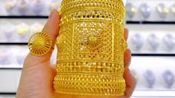 XUHUANG Dubai Ethiopia 24K Gold Color Hollow Bangle With Ring For Women Arabic Luxury Charm Copper Bangles Party Jewelry Gifts