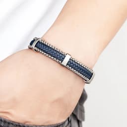 TYO New Arrivel Punk Design Chain Stainless Steel Braid Leather Bracelet for Men Magnetic Buckle Charm Jewelry Gifts Customized