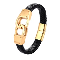 Fashion Genuine Leather Bracelet Gold Color Easy Hook Totem/Geometric Pattern Luxury Jewelry For Birthday Blessing Gift Pulseira