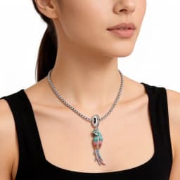 Colorful Striking Parrot Pendant 925 Sterling Silver Dangle Charm Women New Fine Jewelry