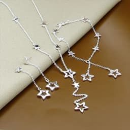 New Style 925 Sterling Silver Set Star Earrings Bracelet Necklace Set For Women Engagement Party Wedding Fashion Charm Jewelry