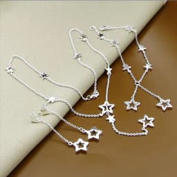 New Style 925 Sterling Silver Set Star Earrings Bracelet Necklace Set For Women Engagement Party Wedding Fashion Charm Jewelry