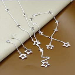 New Style 925 Sterling Silver Set Star Earrings Bracelet Necklace Set For Women Engagement Party Wedding Fashion Charm Jewelry
