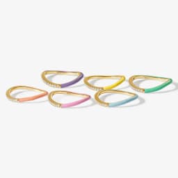 Mix CZ Neon Enamel Thin Slim Stacking Eternity Band Rings Colorful New Gold Plated Women Finger Jewelry