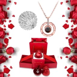 I Love You Necklace With Rose Gifts Box 100 Languages Projection Pendant Jewelry For Girlfriend 2023 New In Romantic Accessories