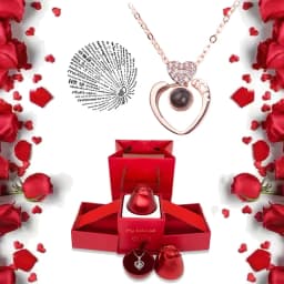 I Love You Necklace With Rose Gifts Box 100 Languages Projection Pendant Jewelry For Girlfriend 2023 New In Romantic Accessories
