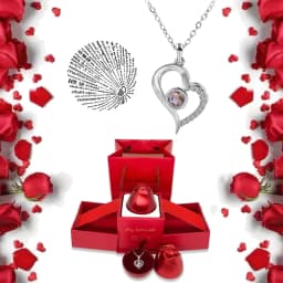 I Love You Necklace With Rose Gifts Box 100 Languages Projection Pendant Jewelry For Girlfriend 2023 New In Romantic Accessories