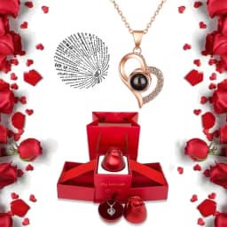 I Love You Necklace With Rose Gifts Box 100 Languages Projection Pendant Jewelry For Girlfriend 2023 New In Romantic Accessories