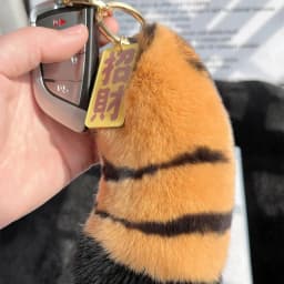 Cute Tiger Paw Key Chain Real Rex Rabbit Fur Keychain Cute Pompom Tiger Tail Keyring Bag Charm Trinkets Pendant Jewelry