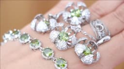 Bridal Silver 925 Round Olive Zircon Jewelry Sets Rings Bracelets Pendant Earrings Necklace Set For Women Wedding Jewellery