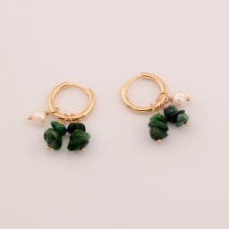 Women Bohemia Jewelry Of Small Hoops Pendant Earring With Crushed Stone Pearl Blue Green Stone Earrings