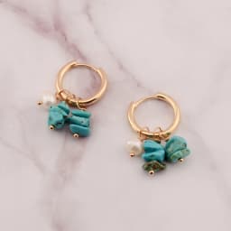 Women Bohemia Jewelry Of Small Hoops Pendant Earring With Crushed Stone Pearl Blue Green Stone Earrings