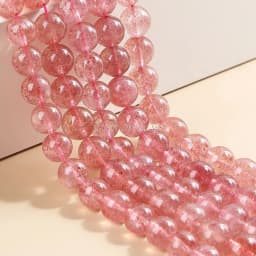 5A Quality Natural Brazil Strawberry Crystal Quartz Bead Round Loose Spacer Lucky Bead For Jewelry Making Diy Bracelet Accessory