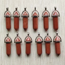 Fast Shipping Natural Stone Quartz Aventurine Lapis Crystal Hexagonal Pillar Pendants for Jewelry Accessories 12pcs Wholesale