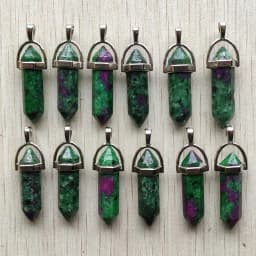 Fast Shipping Natural Stone Quartz Aventurine Lapis Crystal Hexagonal Pillar Pendants for Jewelry Accessories 12pcs Wholesale