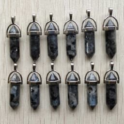 Fast Shipping Natural Stone Quartz Aventurine Lapis Crystal Hexagonal Pillar Pendants for Jewelry Accessories 12pcs Wholesale