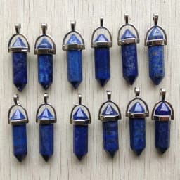 Fast Shipping Natural Stone Quartz Aventurine Lapis Crystal Hexagonal Pillar Pendants for Jewelry Accessories 12pcs Wholesale