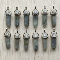 Fast Shipping Natural Stone Quartz Aventurine Lapis Crystal Hexagonal Pillar Pendants for Jewelry Accessories 12pcs Wholesale