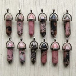 Fast Shipping Natural Stone Quartz Aventurine Lapis Crystal Hexagonal Pillar Pendants for Jewelry Accessories 12pcs Wholesale