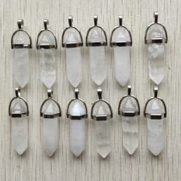 Fast Shipping Natural Stone Quartz Aventurine Lapis Crystal Hexagonal Pillar Pendants for Jewelry Accessories 12pcs Wholesale