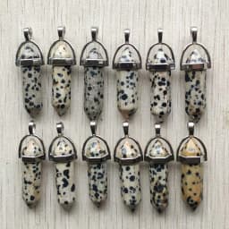 Fast Shipping Natural Stone Quartz Aventurine Lapis Crystal Hexagonal Pillar Pendants for Jewelry Accessories 12pcs Wholesale