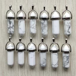 Fast Shipping Natural Stone Quartz Aventurine Lapis Crystal Hexagonal Pillar Pendants for Jewelry Accessories 12pcs Wholesale