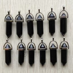 Fast Shipping Natural Stone Quartz Aventurine Lapis Crystal Hexagonal Pillar Pendants for Jewelry Accessories 12pcs Wholesale